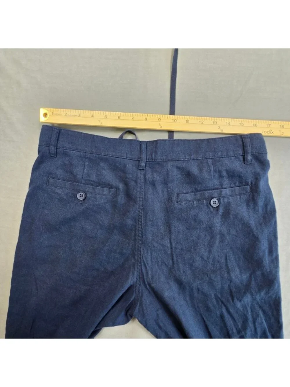 Willit 33x30 Mens Drawstring Linen Cotton Pants Blue Relaxed Fit Casual